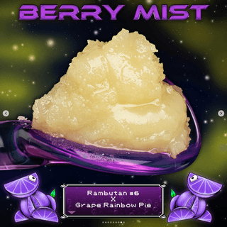 Berry Mist promo graphic with wet resin on glass dab tool